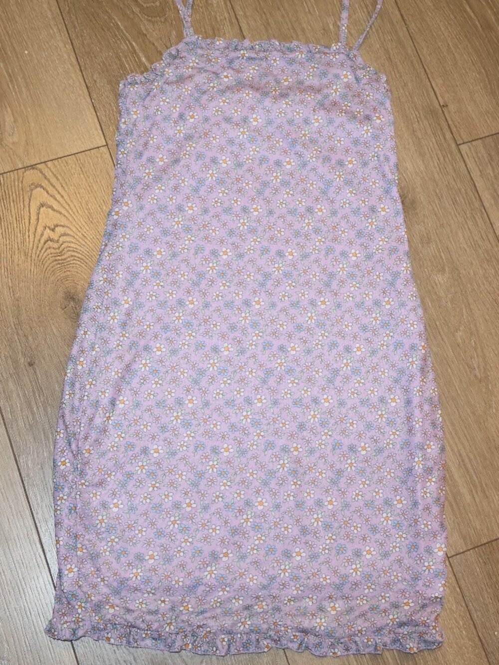 LA Hearts Ruffled Purple Dress with Multicolor Flowers